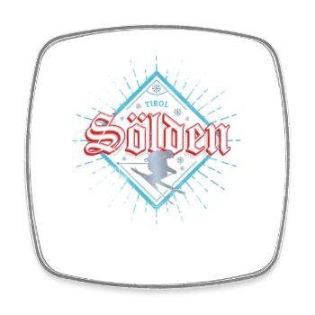 Sölden in Tirol Retro Skifahrer Vintage Skiurlaub - Viereckiger Kühlschrankmagnet - Weiß - Vorne