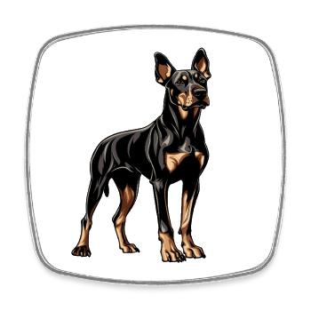 Doberman - Magnet carré - blanc - Devant