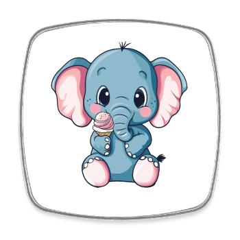 Petite Glace Amie Éléphant - Magnet carré - blanc - Devant