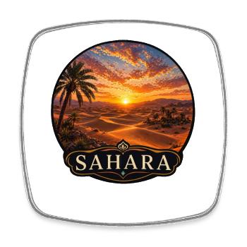 Vintage Sahara Desert Sand Dunes North Africa Vacation - Square fridge magnet - white - Front