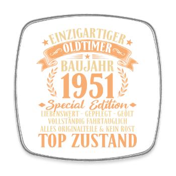 1951 Baujahr Oldtimer 75. Geburtstag Geschenkidee - Viereckiger Kühlschrankmagnet - Weiß - Vorne