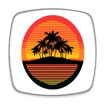 Sonnenuntergangsinsel Palmen Silhouette - Viereckiger Kühlschrankmagnet - Weiß - Vorne