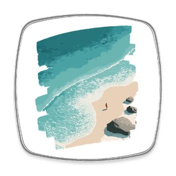 Beach Sea Palm Trees - Square fridge magnet - white - Front