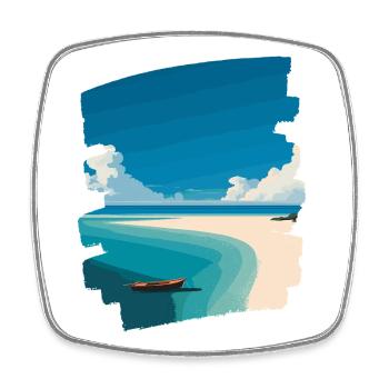 Beach Sea Palm Trees - Square fridge magnet - white - Front