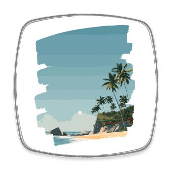 Sonnenuntergangsstrand mit Palmen - Viereckiger Kühlschrankmagnet - Weiß - Vorne