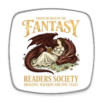 Drachenleser Fantasy Lesesociety Bücherwurm Lesen - Viereckiger Kühlschrankmagnet - Weiß - Vorne