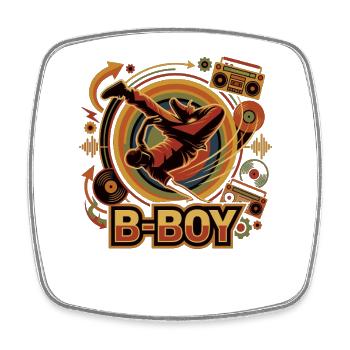 Breakdance B-Boy Hip Hop Rétro Streetstyle - Magnet carré - blanc - Devant