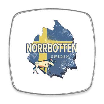 Norrbotten in Schweden Retro Provinz mit Landkarte - Viereckiger Kühlschrankmagnet - Weiß - Vorne