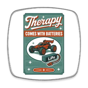 Therapie mit Akku | RC Auto LiPo - Viereckiger Kühlschrankmagnet - Weiß - Vorne