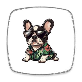 French Buldog Dog Summer - Square fridge magnet - white - Front