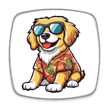 Golden Retriever Hund Comic Urlaub - Viereckiger Kühlschrankmagnet - Weiß - Vorne