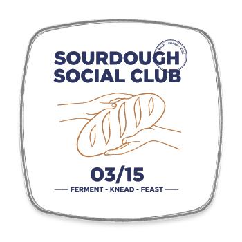 Sourdough Bread Baking Baker Social Club - Viereckiger Kühlschrankmagnet - Weiß - Vorne