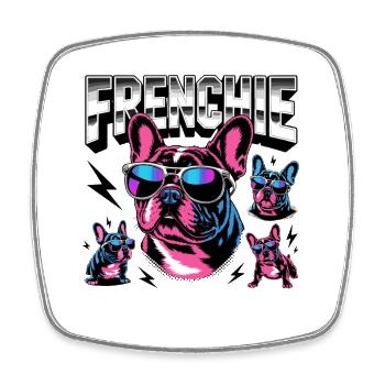 Frenchie Cool French Bulldog Rétro - Magnet carré - blanc - Devant