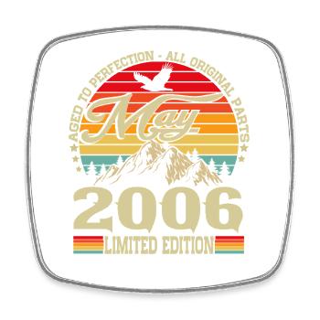 Vintage mai 2006 Vintage Rétro Anniversaire - Magnet carré - blanc - Devant
