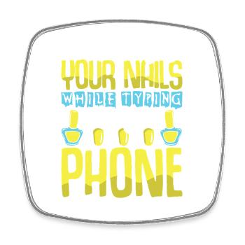 Nail Designer Nail Designer Cosmetics Nail Salon - Square fridge magnet - white - Front