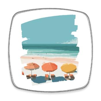 Beach Sea Palm Trees - Square fridge magnet - white - Front