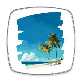 Beach Sea Palm Trees - Square fridge magnet - white - Front