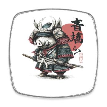 Boar Samurai in Armor Katana - Square fridge magnet - white - Front