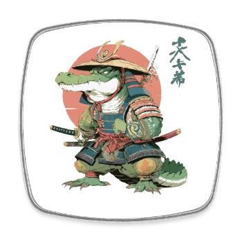 Samurai Alligator in Sunset Armor - Square fridge magnet - white - Front