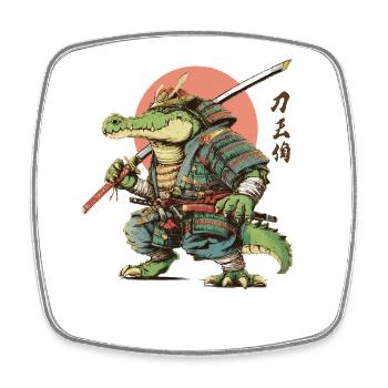 Gator Samurai Warrior - Magnet carré - blanc - Devant