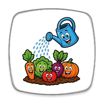 Happy Garden Vegetables Gießen Kawaii - Viereckiger Kühlschrankmagnet - Weiß - Vorne