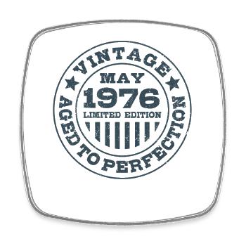 Vintage May 1976 | Aged to perfection | Birthday - Square fridge magnet - white - Front