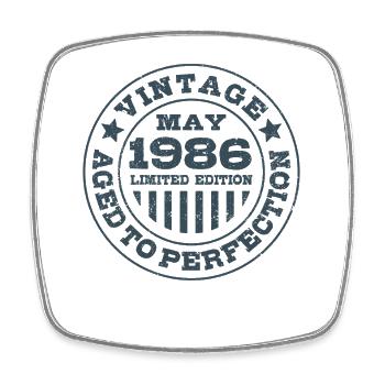 Vintage May 1986 | Aged to perfection | Birthday - Square fridge magnet - white - Front