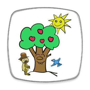 Teddy Apfelbaum Kinder Kind Bär Teddybär - Viereckiger Kühlschrankmagnet - Weiß - Vorne