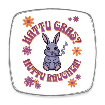 Canabis Rabbit - Hattu Grass ? - Magnet carré - blanc - Devant