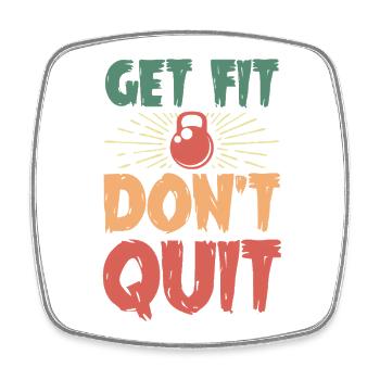 Get Fit Don't Quit Kettlebell Motiv - Viereckiger Kühlschrankmagnet - Weiß - Vorne