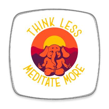 Think Less Relax More – Yoga Elephant Zen - Square fridge magnet - white - Front