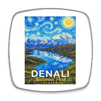 Denali-Nationalpark, Alaska - Viereckiger Kühlschrankmagnet - Weiß - Vorne