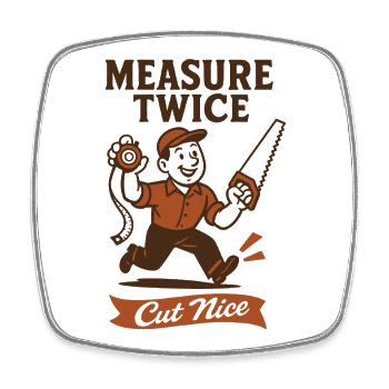 Mesurer deux fois | Scies DIY - Magnet carré - blanc - Devant