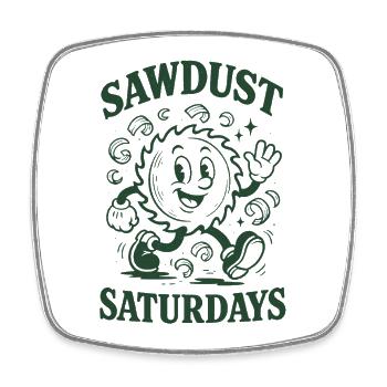 Sawdust on Saturdays | Woodwork DIY - Square fridge magnet - white - Front