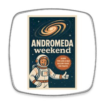 Andromeda Wochenende | Space Humor Retro - Viereckiger Kühlschrankmagnet - Weiß - Vorne