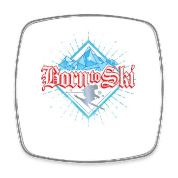 Né pour le ski rétro de ski sportif d’hiver - Magnet carré - blanc - Devant