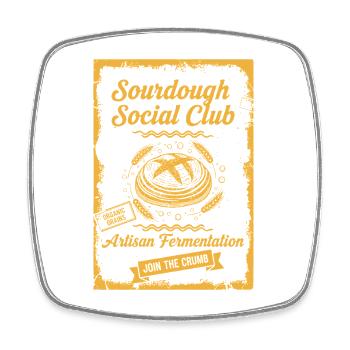Boulangerie artisanale de fermentation Social Pain au levain - Magnet carré - blanc - Devant