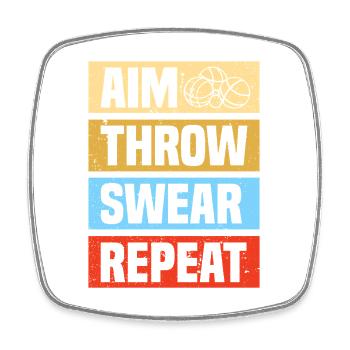 Aim throw swear Petanque Boule Boulespieler - Viereckiger Kühlschrankmagnet - Weiß - Vorne