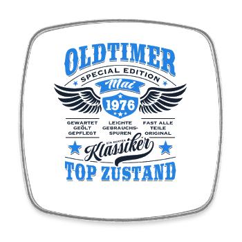Oldtimer Mai 1976 - Geburtstag - Geschenk - Viereckiger Kühlschrankmagnet - Weiß - Vorne