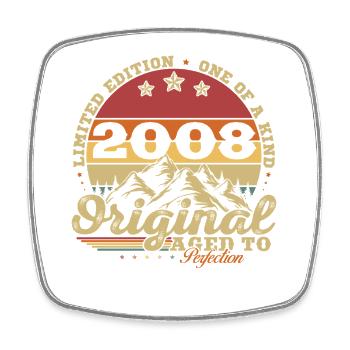 2008 Vintage Retro Birthday Gift - Square fridge magnet - white - Front