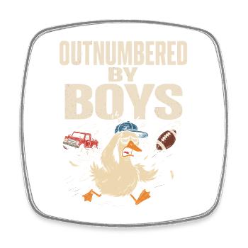Outnumbered by Boys - Square fridge magnet - white - Front