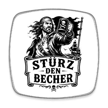 Störtebekker Stürz den Becher Pirat Legende - Viereckiger Kühlschrankmagnet - Weiß - Vorne