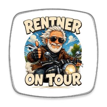 Retraités en tournée – Charme moto - Magnet carré - blanc - Devant