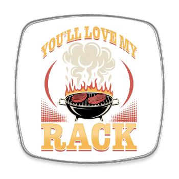 BBQ Grilling Meat Smoking Barbecue - Square fridge magnet - white - Front
