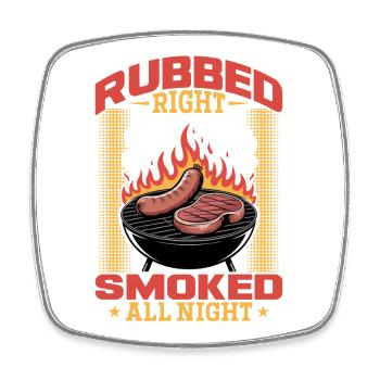 BBQ Grilling Meat Smoking Barbecue - Square fridge magnet - white - Front