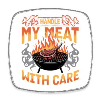 BBQ Grilling Meat Smoking Barbecue - Square fridge magnet - white - Front