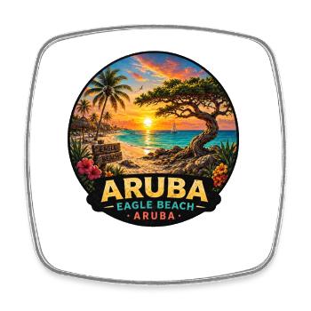 Palmiers du coucher de soleil des Caraïbes Aruba - Magnet carré - blanc - Devant