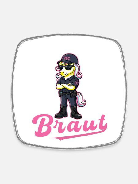 Security of the bride unicorn bachelor party bachelor shot - Square fridge magnet - white