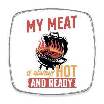 BBQ Grilling Meat Smoking Barbecue - Square fridge magnet - white - Front