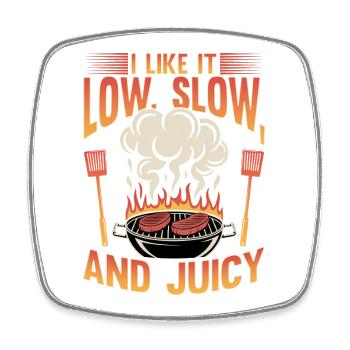 BBQ Grilling Meat Smoking Barbecue - Square fridge magnet - white - Front
